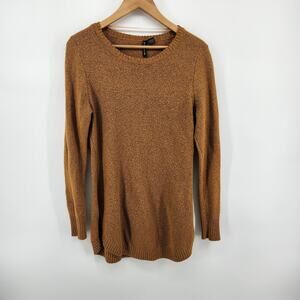 Free For All Women's Large Tunic Sweater Long Sleeve Pullover Copper Rust Brown